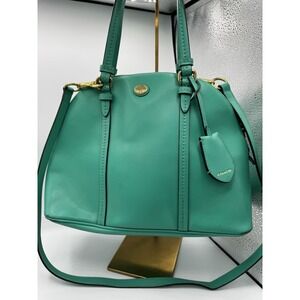 Coach Peyton Green Leather Cora Domed Satchel W/ Zip, Long StrapGently Used EUC